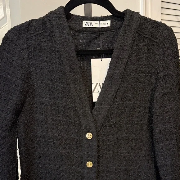 ZARA Black Tweed Button Dress – XS (NWT) - Picture 4 of 7